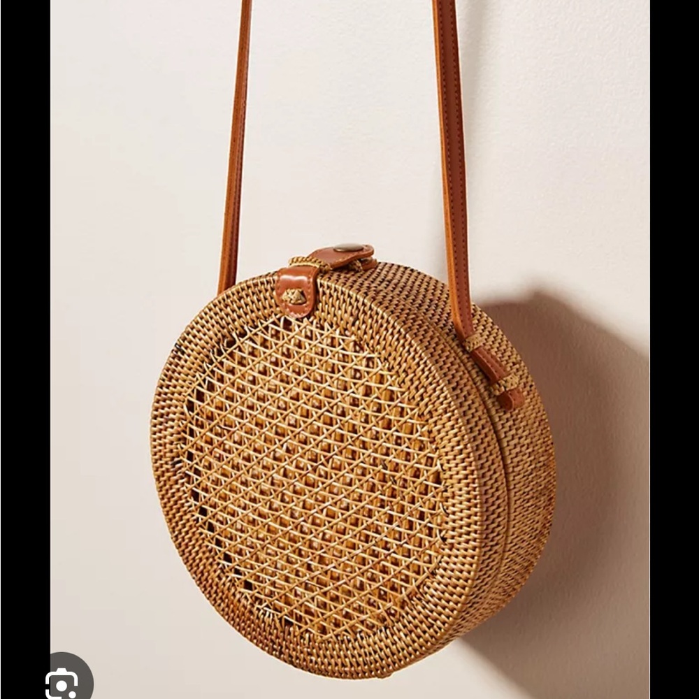 Anthropologie Tan Woven Crossbody Bag